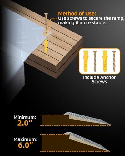 VNN Door Threshold Ramp, Threshold Ramps for Doorways, Ideal Entry Handicap Ramp for Elderly Wheelchairs, Carts, Scooters and Walkers, Door Ramp for 2in Rise(33.5" L * 31.7" W, Alloy Iron, 800LBS)