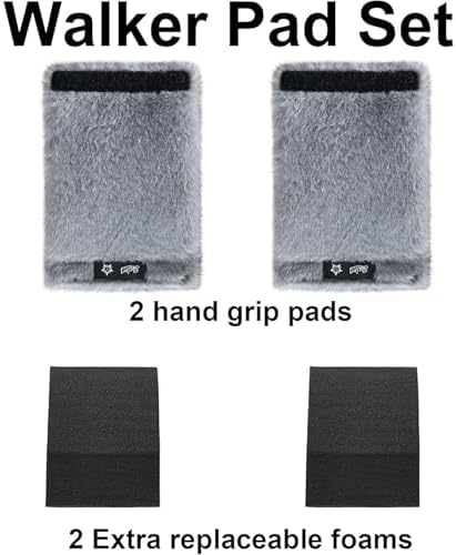 SPRING SEAON Walker Hand Pads Fluffy Walker Handle Cushions Non-Slip Universal Walker Grips Padded Hand Covers Soft Pads for Walkers for Seniors Walker Pads for Handles Folding Rolling Wheelchair, Rollator Handle, Elderly Grippers 2 Pack