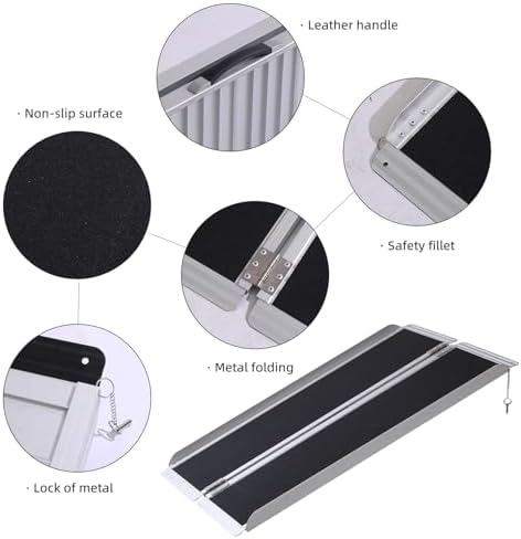 Portable Wheelchair Ramp 3FT,No-Slip Aluminum Folding Handicap Ramp 800lbs Load Capacaity,Wheel Chair ramp for Home Steps,Stairs,car