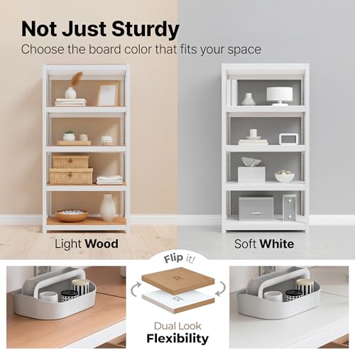 HOMEDANT House 48.1" W 5 Tier Heavy Duty Garage Shelving Adjustable Metal Rack Storage Shelves Standing Shelf Unit Organizers Industrial Warehouse Basement White 1Pack