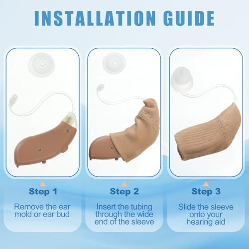 Nuanchu 2 Packs Hearing Aid Comfort Protection with Storage Bag Hearing Aid Cover Fits 1" to 1.25" Protect Amplifiers from Dirt, Sweat, Wind(Fits 1" to 1.25",Khaki)