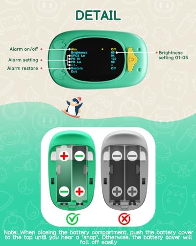 Pulse Oximeter for Kids-HOLFENRY Baby Oxygen Monitor Fingertip for Children Kids Pulse Oximeter Fingertip, Large Display, Included with AAA Battery