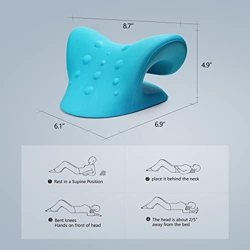 Cozyhealth Neck Stretcher for Neck Pain Relief, Neck and Shoulder Relaxer Cervical Traction Device Pillow for TMJ Pain Relief and Muscle Relax, Cervical Spine Alignment Chiropractic Pillow (Blue)