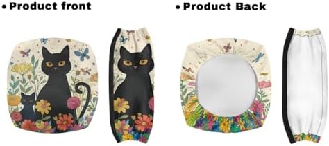 LedBack 3 Pcs Sets Universal Fit Walker Seat Cover Rollator Walker Seat & Backrest Covers, Black Cat Flowers Rollator Storage Under Seat Bag, Easy to Install