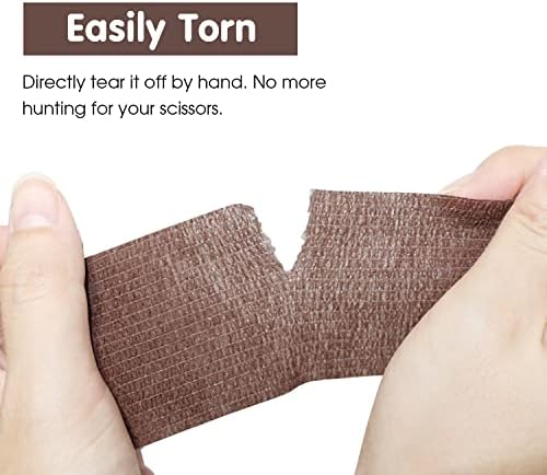 Self Adherent Cohesive Bandage 2"x5 Yards First Aid Bandages Stretch Sport Athletic Wrap Vet Tape for Wrist Ankle Sprain and Swelling,Brown(12 Rolls)