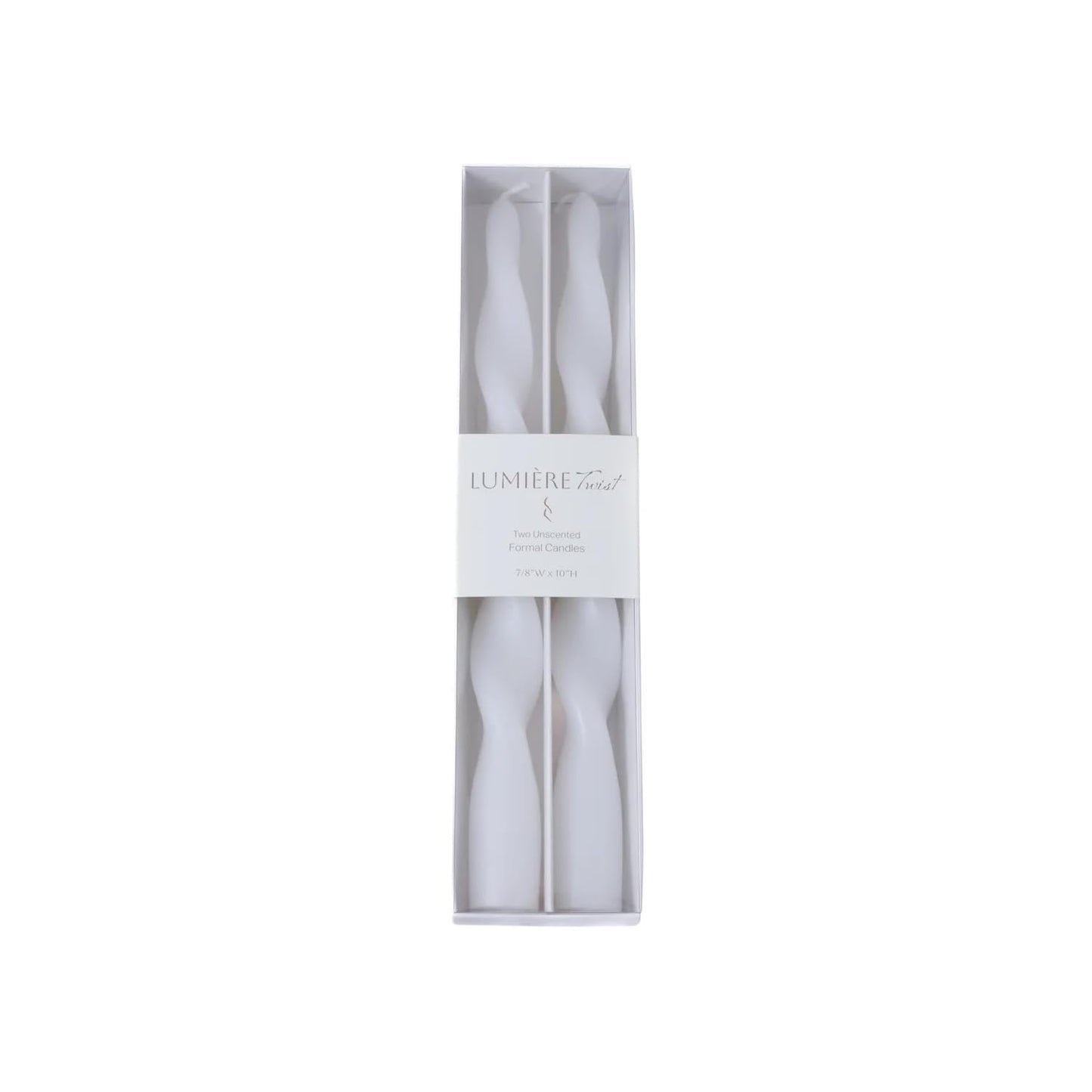 Zodax Lumière Twist Formal Candles 10" Set of 2 (White)"