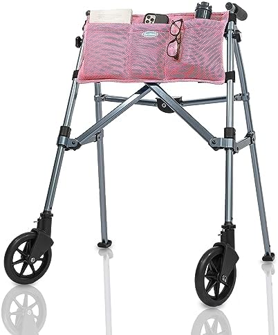 Top Glides 5-Pocket Carry-All Pouch for Stander Folding Walkers (Pink)