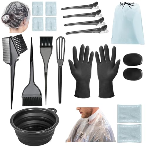21Pcs Hair Dye Kit Professional Hair Coloring Products with Hair Dye Brush, 350ml Hair Color Bowl, Hair Clips, Applicator, Earcover for Salon Bleaching & Hair Coloring at Home