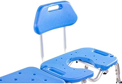 Platinum Health Bath Transfer Bench with Cutout Shower Seat, Deluxe All-Access Chair for Tub and Shower Transfers, Raised Toilet Seat for Seniors and Elderly, Adjustable Height, Includes Insert, Blue