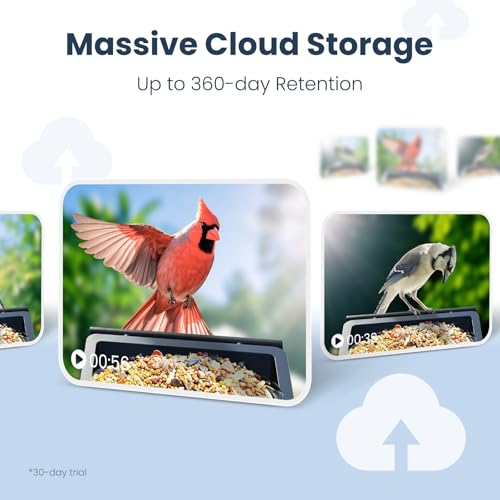 Smart Metal Bird Feeder with Camera, 2.5K UHD AI Identification, Wireless Solar Powered Outdoor for Garden Birding, Real-time Videos& Pictures, Premium Present