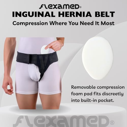 Double Inguinal Hernia Groin Belt with Compression Pads Black (M 32-36)