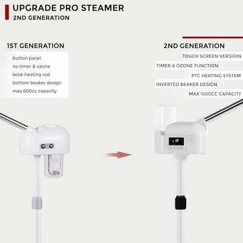 Professional Facial Steamer On Wheels for Esthetician, Touch Screen Vaporizador Facial Steamer with Hot Mist&Timer Function, Spa and Home Use