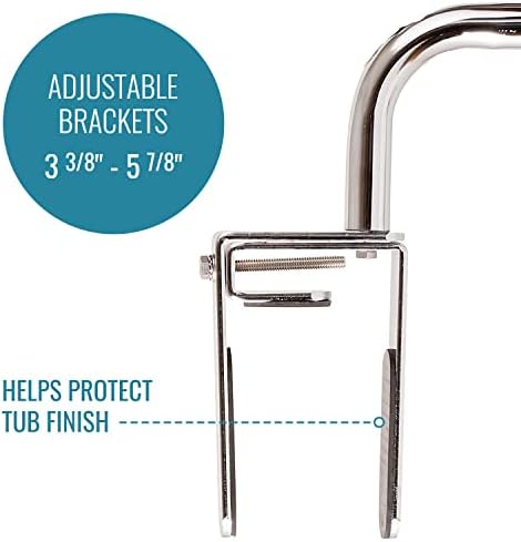 DMI Chrome Plated Grab Bars For Bathtubs And Showers For Seniors For Bathtubs And Showers, Adjustable Bathtub Rail Safety Grab Bars, Rust-resistant, 250 Lb Capacity, Textured Non-Slip Handle, 3.3-5.8"