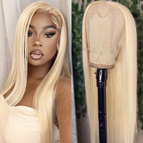 20 Inch Blonde Wig Human Hair 13x6 HD Transparent Lace Front Wig Human Hair 613 Straight Wig Human Hair 613 HD Lace Frontal Wigs 200 Density Glueless Wigs Pre Plucked with Baby Hair