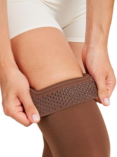 MGANG Medical 15-20 mmHg Compression Stockings for Women & Men, Pair, Thigh High Graduated Compression Socks, Closed Toe, Opaque, Support for Varicose Veins, Edema, DVT, Swelling, Flight, Brown 4XL