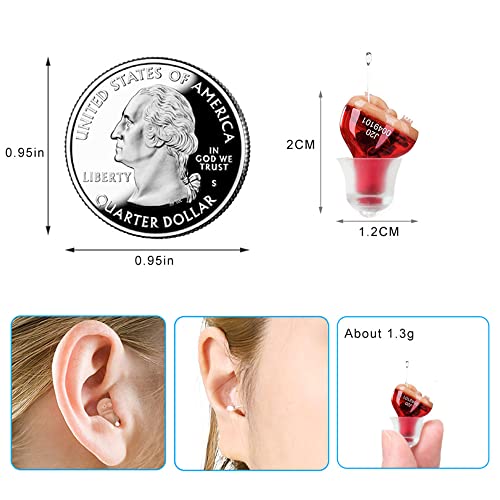 Hearing Aids, Hearing Amplifier, CIC Hearing Amplifiers for Seniors Battery Operated Hearing Aid Mini Sound Enhancer Listening Amplifiers to Assist Hearing(Red&Blue)