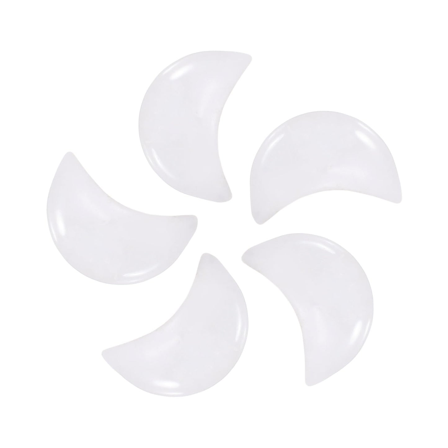 MECCANIXITY 5 Pcs Moon Crystal Worry Stone, 0.5 Inch Length Natural Clear Quartz Moon Gemstone Bulk, Carved Pocket Stones for Meditation Balancing Pendant Decor
