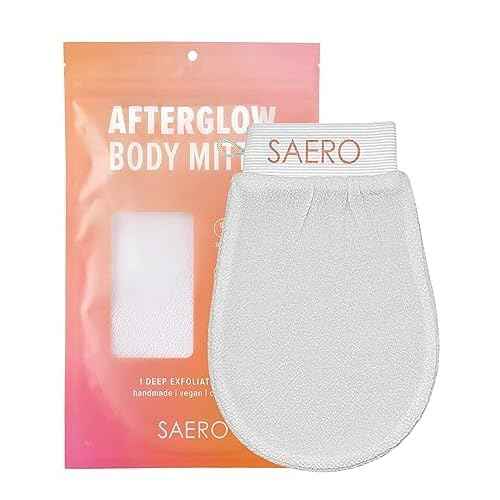 SAERO Korean Exfoliating Mitt for Body ? Deep Scrub Glove for Dead Skin, Spray Tan Removal, Ingrown Hairs & KP ? Korean Spa-Style Viscose Peeling Towel for Shower or Bath ? 1 Count