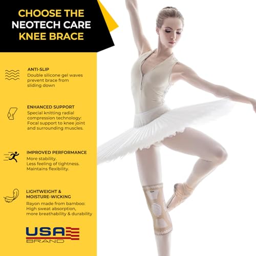 NeoTech Care Knee Support Brace - Breathable - Men, Women, Right or Left (Beige Color, Size S, 1 Pair)