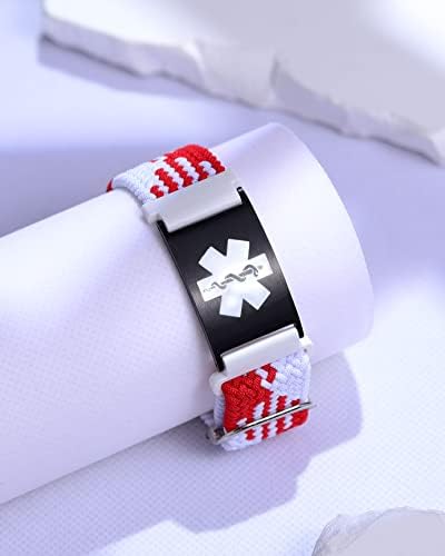 Personalized Sport Medical Alert Bracelets for Women Men - Custom Medical ID Bracelets with Free Engraving - Hook and Loop/Elastic/Stainless Steel/Silicone Watch Wristband Emergency Bracelet