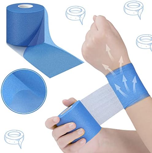 24 Pieces Foam Underwrap Tape Sports Prewrap Athletic Tape Foam Pre Wrap for Ankles Wrists Hands and Knees(Blue)