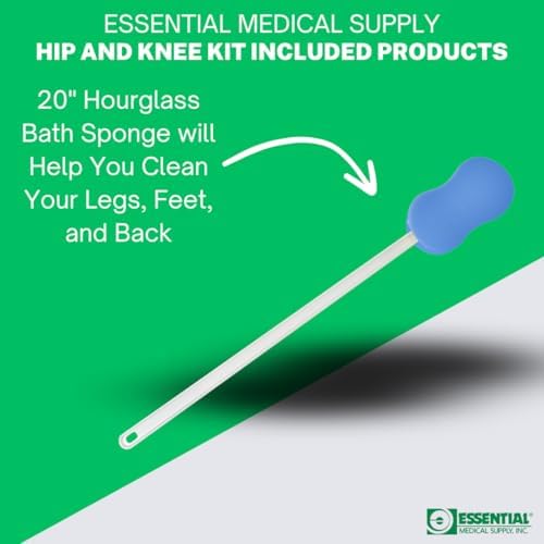 Essential Medical Supply Hip and Knee Surgery Recovery Kit - Includes Sock Aid, Shoehorn, Long Handles Sponge, Dressing Stick and Reacher for Seniors Recovering from Hip Replacement or Surgery