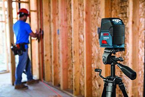 BOSCH GCL 2-160 65 Ft Self-Leveling Cross-Line Laser with Plumb Points, Includes Magnetic Rotating Mount, Ceiling Grid Clip, Laser Target Plate, 3 AA Batteries, & Hard Carrying Case