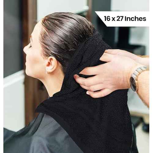 Utopia Towels Cotton Bleach Proof Salon Towel 16 by 27 inches, Bleach Safe Gym 100% Cotton Hand Towel, 24 Pack, Black