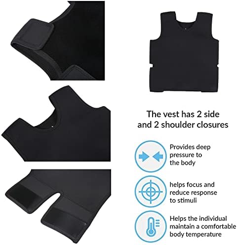 Sensory Compression Vest for Kids Sensory Processing Disorder Vest Deep Pressure Comfort for Autism, Hyperactivity, Mood Processing Disorders, Breathable, Form-Fitting, Kids (Small, Black)