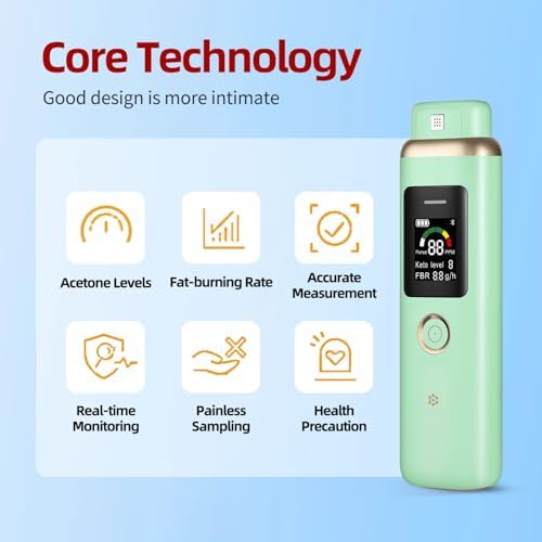 Upgraded Breath Ketone Meter Professional Ketone Breath Analyzer Accuracy Ketosis Breath Tester Breath Ketosis Meter for Keto Lifestyle & Fitness Trace