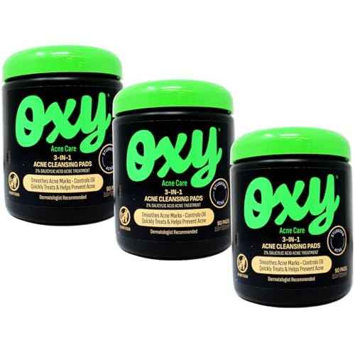 OXY Maximum Action 3-in-1 Acne Medication Treatment Pads, 90 CT (PACK OF 3)
