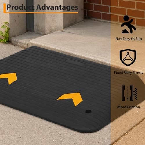 3.5" Rise Rubber Threshold Ramp for Doorways - 33,000 LBS Capacity Wheelchair Ramp, Non-Slip Surface, Portable Driveway Curb Ramps for Home Entry (3.5 in)