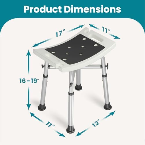 WAYES Shower Chair for Elderly and Disabled - Bariatric Shower Chair, Up to 500 Lbs, Heavy-Duty, Adjustable