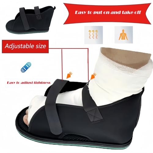 Adjustable plaster shoes postoperative shoes, medical walking shoes with Magic sticker, suitable for foot sprains, ankle fractures, toes, suitable for left and right feet(L)