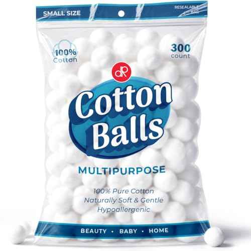 DecorRack 300 Small Cotton Balls for Make-Up, Nail Polish Removal, Pet Care, Applying Oil Lotion or Powder, Made from 100% Pure & Natural Cotton, Soft and Absorbent for Household Needs (300 Count)