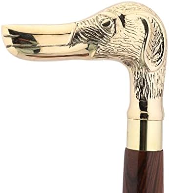 Ajuny Wooden Walking Stick for Men Women Seniors Lightweight Detachable Handmade Cane with Decorative Brass Handle Unique Gift for Adults