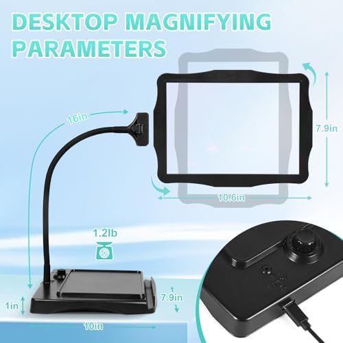 Magnifying Glass with Light and Stand 48 Ultra-Bright LEDs Large Magnifying Lamp with Light Magnifying Glass on Stand Hand-Free with 360° Flexible Gooseneck for Reading Repair Crafts Close Work