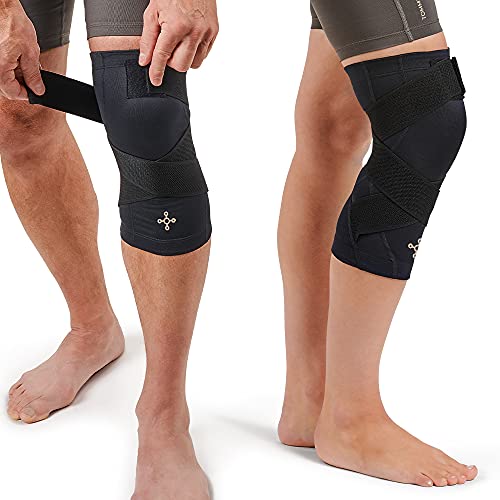 Tommie Copper Pro-Grade Compression Knee Sleeve, Unisex, Men & Women, Adjustable Ultimate Support Sleeve, Integrated Straps for Knee Stability & Muscle Support - Black, X-Large