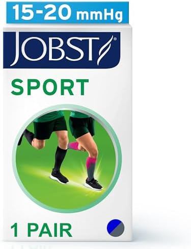 JOBST Sport Knee High 20-30 mmHg Compression Socks, Royal Blue/Grey, Large
