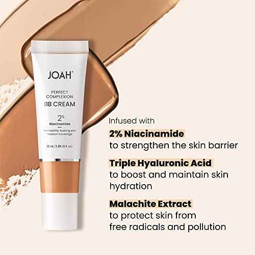 JOAH Beauty Perfect Complexion BB Cream with Hyaluronic Acid and Niaciminade, Korean Makeup with Medium Buildable Coverage, Evens Skin Tone, Lightweight, Semi Matte Finish, Fair with Cool Undertones