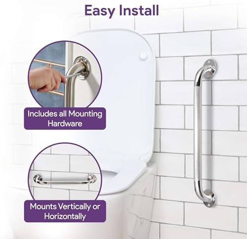 32 Inch Grab Bars for Bathtubs and Showers - Chrome Knurled Bathroom Safety Rail Handle - Non Slip Textured Grip Handicap Grab Bar for Seniors, 250 lbs Weight Support Capacity
