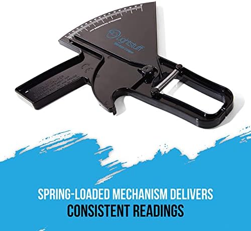 Lightstuff Precision Skinfold Caliper - Easy, Reliable Tool for Monitoring Body Fat - Quick Start Guide for Beginners, Detailed Booklet for Advanced Users - Measures up to 80mm in Skin Fold Thickness
