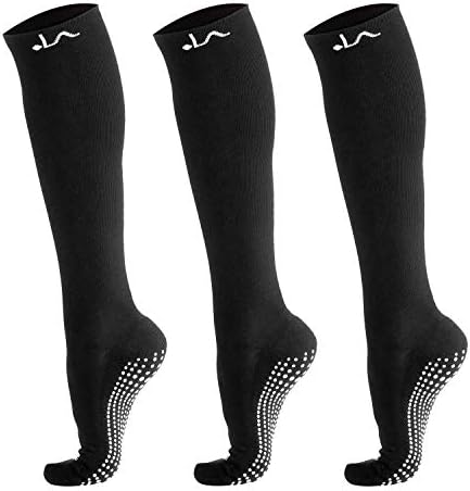 LA ACTIVE Graduated Compression Socks with Non-Slip Grips for Safety - 15-20mmHg for Women & Men
