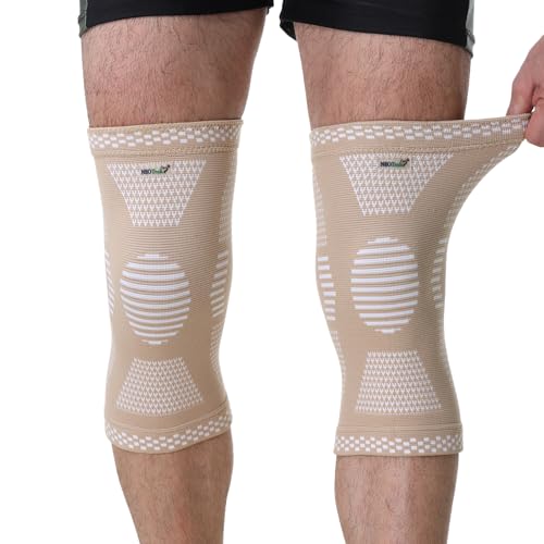 NeoTech Care Knee Support Brace - Breathable - Men, Women, Right or Left (Beige Color, Size S, 1 Pair)