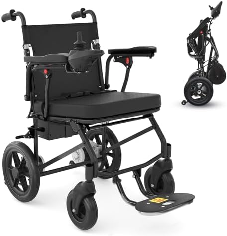 Electric Wheelchairs for Adults Lightweight Foldable, Compact Portable Motorized Power Wheelchair for Travel, Airline Approved 43lb (Black)