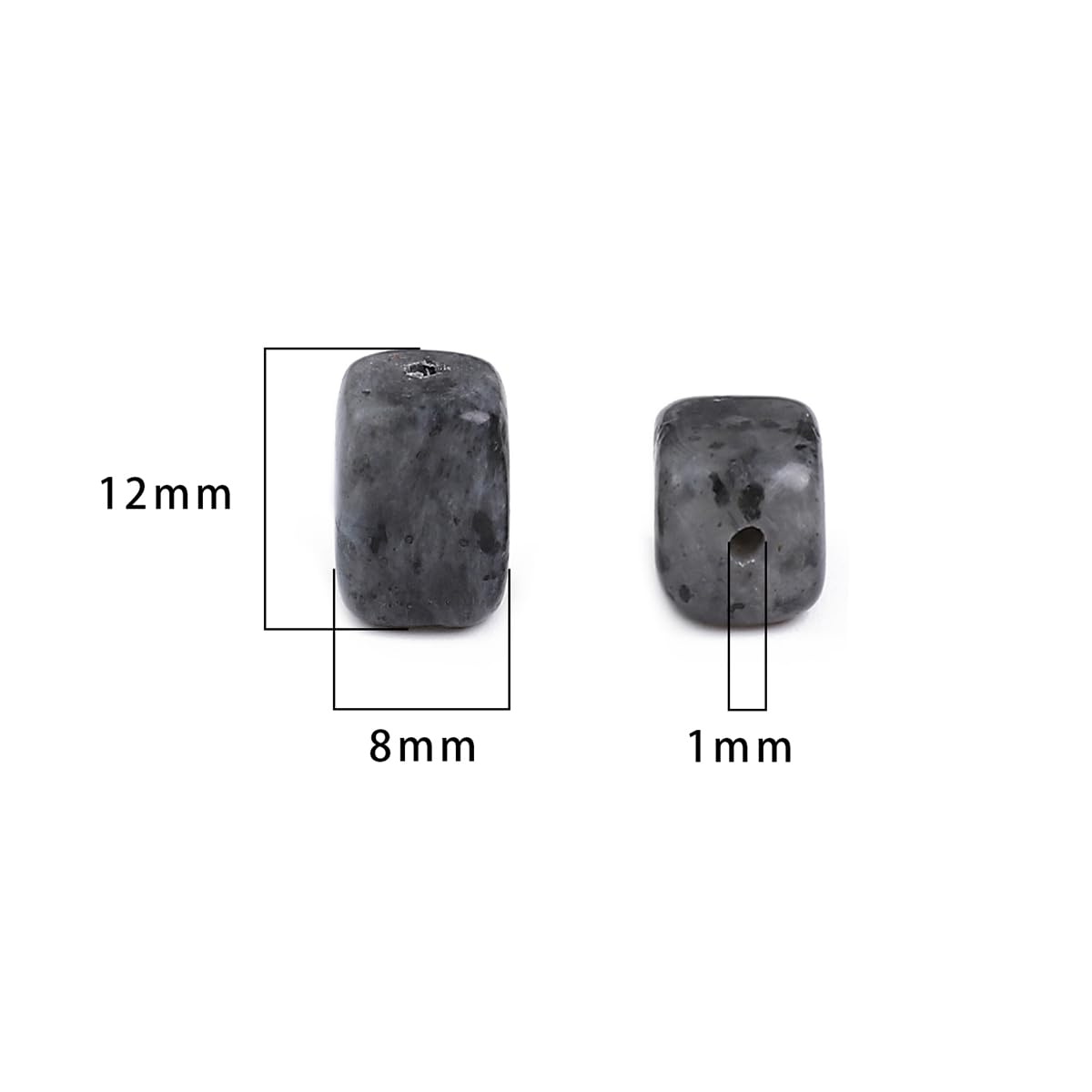 BEADIA Natural Black Spectrolite Cuboid Stone Loose Semi Gemstone Beads for Jewelry Making 8mmx12mm 38cm/Strand