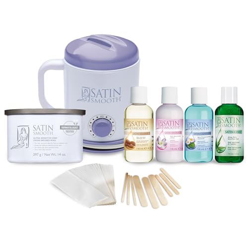 Satin Smooth Select-A-Temp¢â Starter Kit - Adjustable Temperature Wax Warmer with Hair Removal Wax and Accessories, Professional Waxing Kit for Face and Body