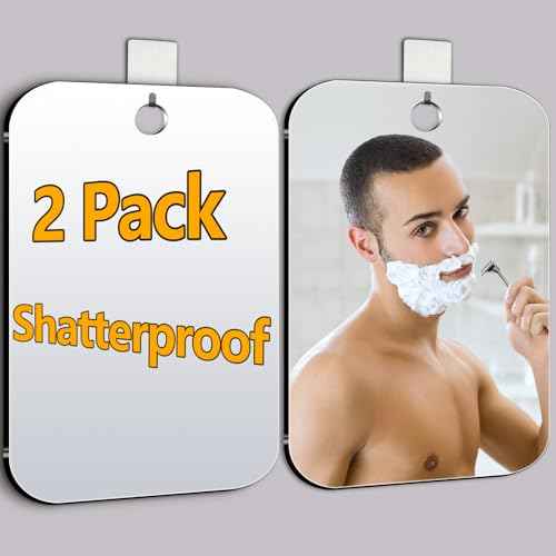 2 Pack Shatterproof Plastic Shower Mirror for Shaving, (Larger 11x7 in) Small Wall Mirror for Camping, Unbreakable Travel Shaving Mirrors for Shower, Outdoor Plastic Mirrors for Shave(Not Fogless)