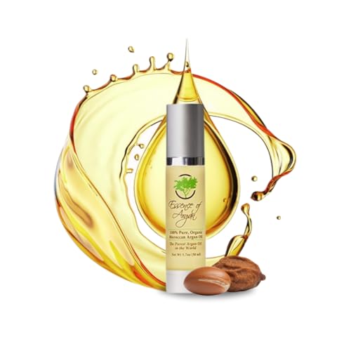 Essence Of Argan Moroccan Argan Oil for Hair, Skin & Nails - Natural Eco-Certified Cold Pressed Oil for Skin Moisturization - Non-Greasy Formula for Hair and Nail Growth - 1.7 Oz /50ml