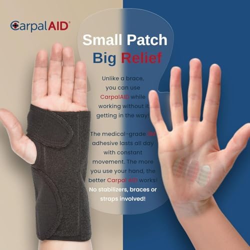 Carpal AID Clear Plastic Adhesive Hand-Based Carpal Tunnel Support for Either Hand CA-30PK UNI, 30 Ct